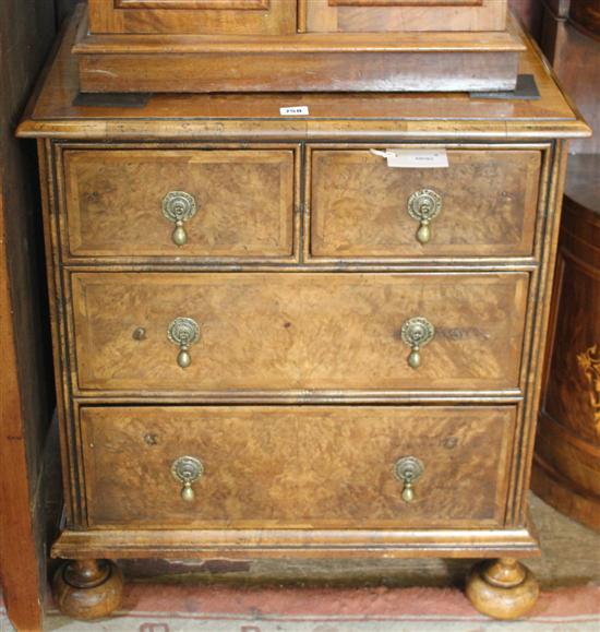 18C style walnut small chest of drawers